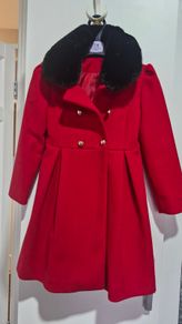 Girl's Double Breasted Red Coat