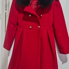 Girl's Double Breasted Red Coat