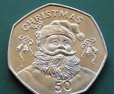 Christmas 50p Gibraltar 1992 fifty pence Santa Claus BUNC low mintage