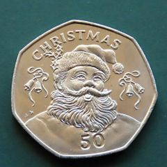 Christmas 50p Gibraltar 1992 fifty pence Santa Claus BUNC low mintage