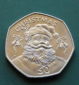 Christmas 50p Gibraltar 1992 fifty pence Santa Claus BUNC low mintage