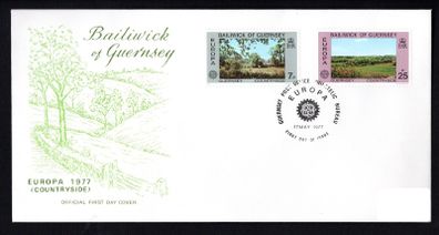 1977 Guernsey Europa Landscapes Commemorative Stamps Addressed First Day Cover (FDC)