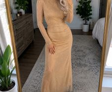 Zara Gold Glitter Mesh Ruched Midi Dress Nude Sparkle Party Dress Size S Brand New With Tags