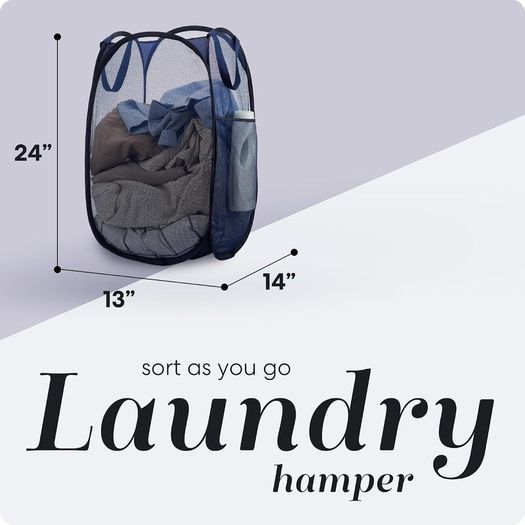 Deluxe Pop-up Laundry Basket 14 x 24 inch Navy - Brand New