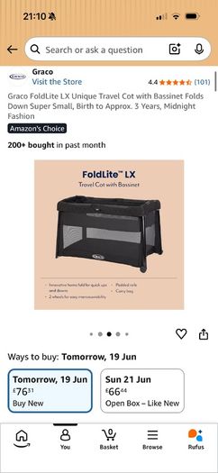 Graco FoldLite Travel Cot