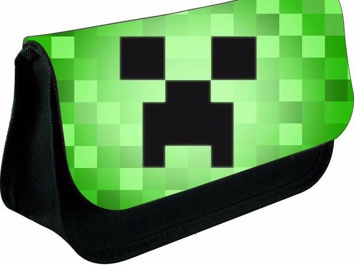 Personalised Minecart Creeper Zipped Pencil Makeup Case / back to school stationery