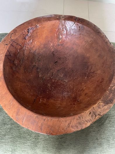 Large Antique Wood Turned Bowl