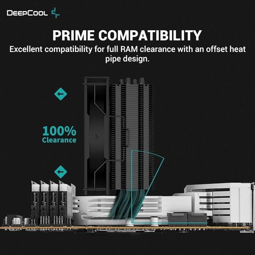 Ag400 Bk Argb Cpu Air Cooler All-black 5v-3pin Sync 220w Tdp 6mm X 4 Copper Heat Pipes With 120mm Fan Pwm 2000rpm 75.89cfm For Intel Lga 1700/1200/1151/1150/1155 Amd Am5/am4