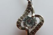 Vintage 925 Sterling Silver Ornate Clear Stone  Pendant &amp; Necklace length 20" - 3g