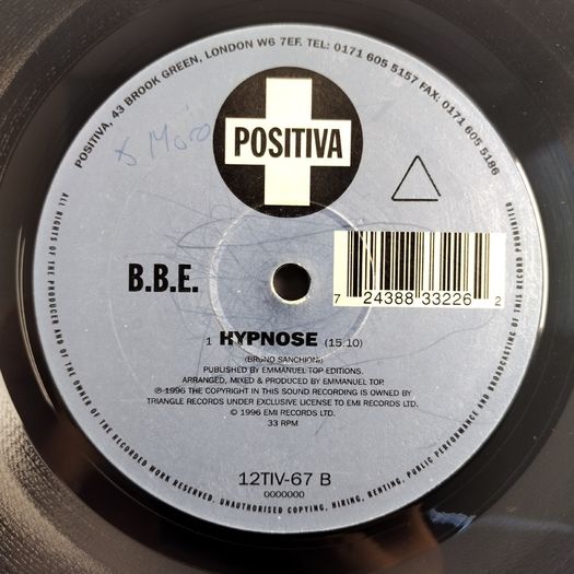 B.B.E. - Seven Days And One Week - Positiva Records - HUGE 90s Club CLASSIC! Condition: RALLIED! Plays: VG!