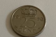 1950 Dutch 25 cent