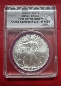 2008 Canada 5 Dollar Silver Eagle ANACS MS70 1 oz 1st Day of Issue coin