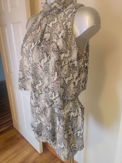 River Island Grey Snake Print High Neck Tiered Playsuit size UK10 EU36 Perfect condition Postage included
