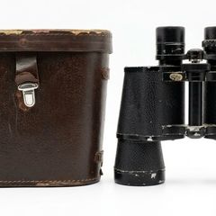 Vintage Made in Japan Field Binoculars & Leather Case