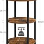 Round 3 Tier Steel Side Table Easy Assembly for Living Room Bedroom Industrial Style Vintage Brown Black Image 2