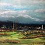 Poolbeg from Bull Island, Dublin, 4x4in framed print by artist Helen Mathews Image 2