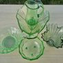 Art Deco Pressed Green Glass Set Image 4