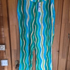 ladies wide leg wavy print trousers mango bnwt