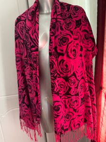 Large pink floral scarf Postage included