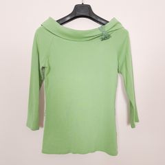 Monsoon Sage Green Bardot Off-The-Shoulder Top Bow Detail 12UK/40EU