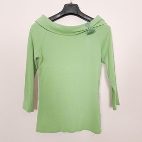Monsoon Sage Green Bardot Off-The-Shoulder Top Bow Detail 12UK/40EU