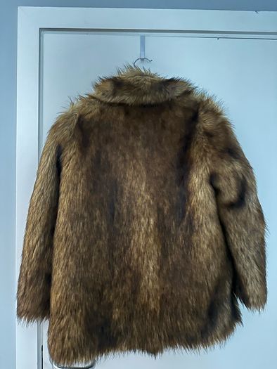 Zara Brown Faux Fur Coat Jacket Size S