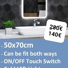 LED Bathroom Mirror Touch Switch Cold Warm Light Makeup Vanity Cosmetic