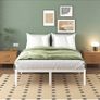 White Double Bed Frame 4ft6 with Rounded Corner Legs, Heavy Duty Metal Bed Frame Small Double with Steel Slats Support, Double Bed 36 cm High, Noise Free, Easy Assembly Image 3