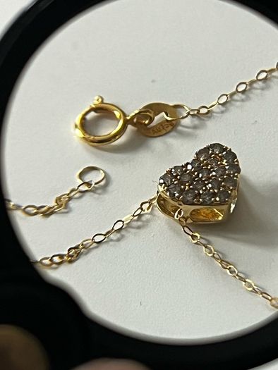 18k Solid Gold 0.7g & 0.50ct Natural Diamond Heart Pendant Necklace - ultra-lightweight