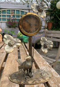Antique metal mantel clock