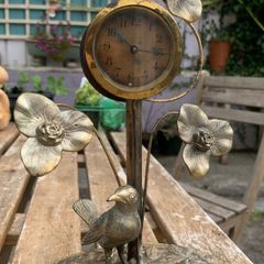 Antique metal mantel clock