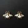 Pearl Bee Statement Gold Stud Earrings Image 3