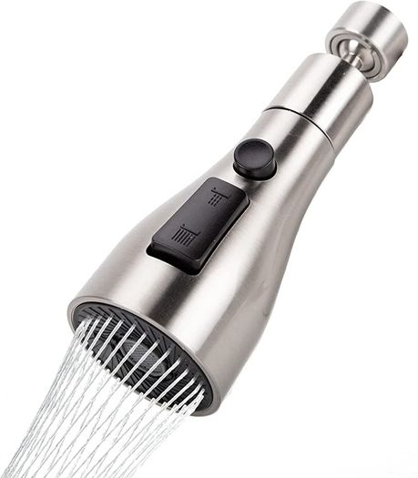 360 Degree Swivel Spout FM22 M24 Kitchen Sink Tap Spray Attachment Head with 3 Modes,Replacement Tap End Diffuser Spout,Faucet Pressurised Water Nozzle Aerator with Adapter Filter Accessories