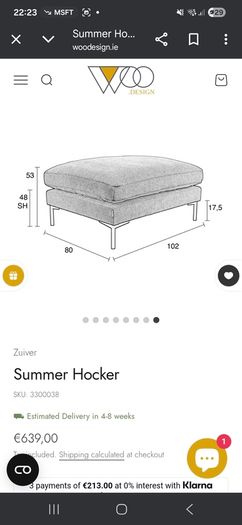 Woo Design 4.5 seater Zuiver Summer Sofa plus Hocker