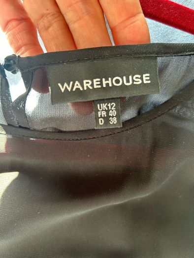 Black Warehouse shift dress with frilly sleeves. Size 12