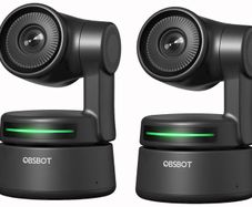 2x OBSBOT Tiny 1080 AI PTZ Webcams - Auto Tracking + Remotes + Mount