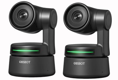 2x OBSBOT Tiny 1080 AI PTZ Webcams - Auto Tracking + Remotes + Mount