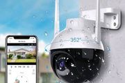 Reletech 5MP Surveillance Camera Outdoor WiFi 2-way Audio IP66 Waterproof Color Night Vision With 360 PTZ, Security Cameras For Home Surveillance Floodlight &amp; Alarm
