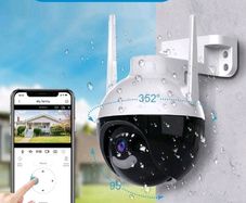 Reletech 5MP Surveillance Camera Outdoor WiFi 2-way Audio IP66 Waterproof Color Night Vision With 360 PTZ, Security Cameras For Home Surveillance Floodlight & Alarm