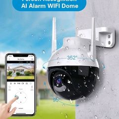 Reletech 5MP Surveillance Camera Outdoor WiFi 2-way Audio IP66 Waterproof Color Night Vision With 360 PTZ, Security Cameras For Home Surveillance Floodlight & Alarm