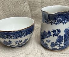 Arklow Pottery Will Pattern Sugar Bowl and Milk Jug