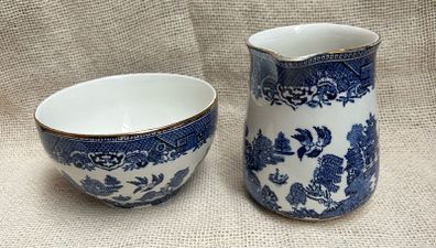 Arklow Pottery Will Pattern Sugar Bowl and Milk Jug