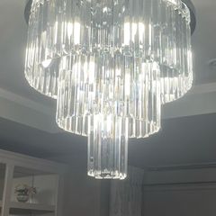 3-Tier Glass Droplet Chandelier
