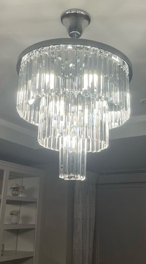3-Tier Glass Droplet Chandelier