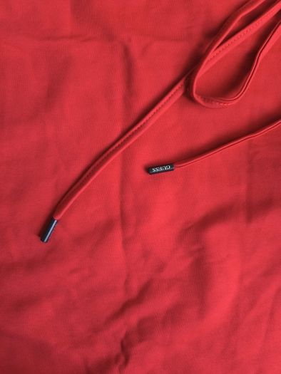 GUESS Red Bodycon Midi Dress Rhinestone Logo Side Tie Detail Size M cotton