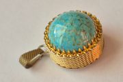 Vintage turquoise cabochon art glass