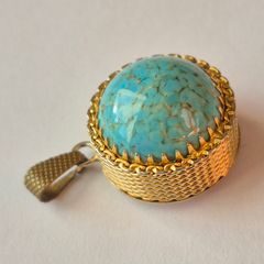 Vintage turquoise cabochon art glass
