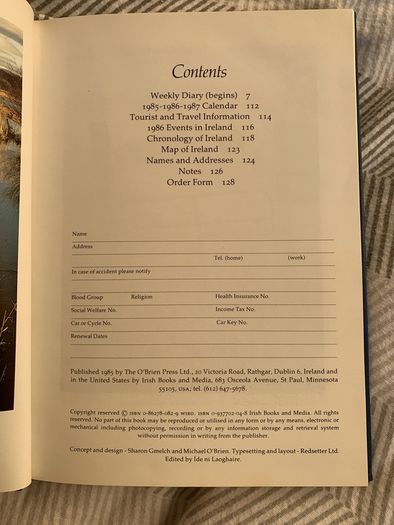 Brand New Vintage Ireland 1986 Yearbook/ Diary