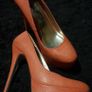 Gorgeous coral snakeskin effect heels Image 2