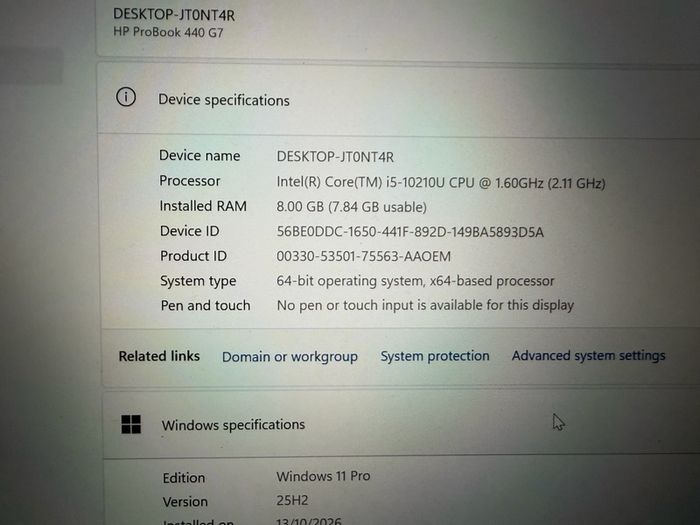 Hp Probook 440 G7 | i5 - 10Th Gen | 8gb Ram | 256gb SSD